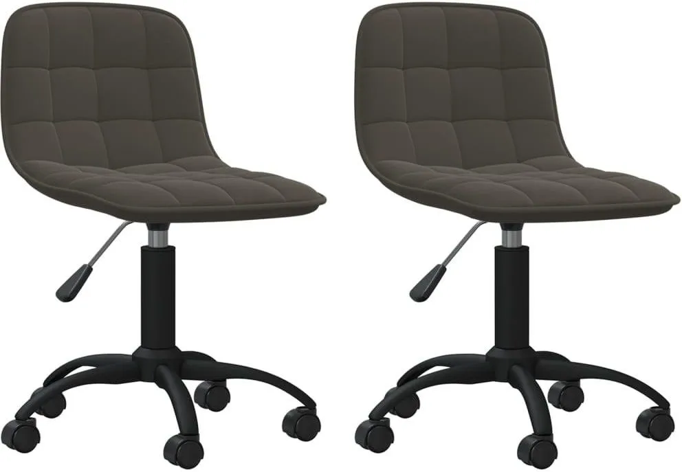Vidaxl Obrotowe Krzesła Stołowe 2 Szt. Ciemnoszare Aksamitne 334034