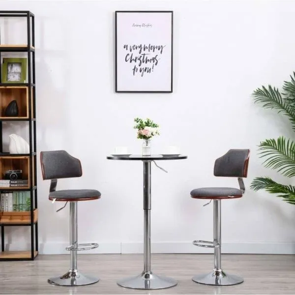 Vidaxl Stołki Barowe, 2 Szt., Ciemnoszare, Gięte Drewno I Ekoskóra 45032