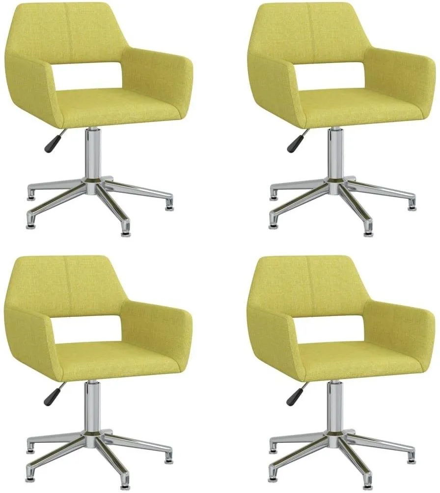 Vidaxl Emaga Obrotowe Krzesła Stołowe, 4 Szt., Zielone, Obite Tkaniną 354286